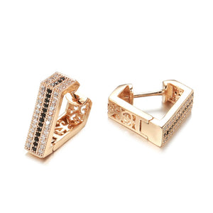 Ladies Rose Gold Triangle Inlaid crystals Earrings