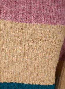 Ladies Striped Color Block Soft Knit Jumper