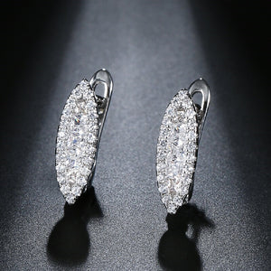 Ladies S925 Gold Silver Eye Shape Crystals Earrings