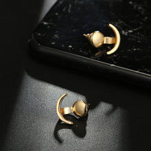 Load image into Gallery viewer, Ladies Geometric Moon Double Sided Round Stud Earrings
