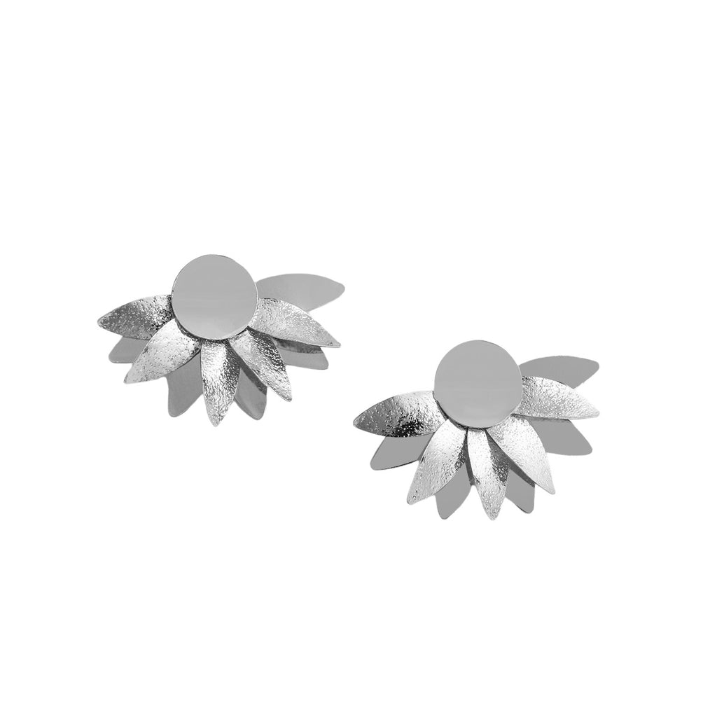 Ladies Gold Silver Layered Sunflower Statement Party Earrings