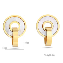 Load image into Gallery viewer, Ladies 18K Gold Plated Round Interlock Ring Stainless Shell Earring Pendant Set
