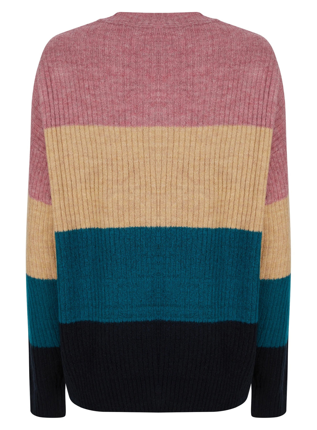 Ladies Striped Color Block Soft Knit Jumper