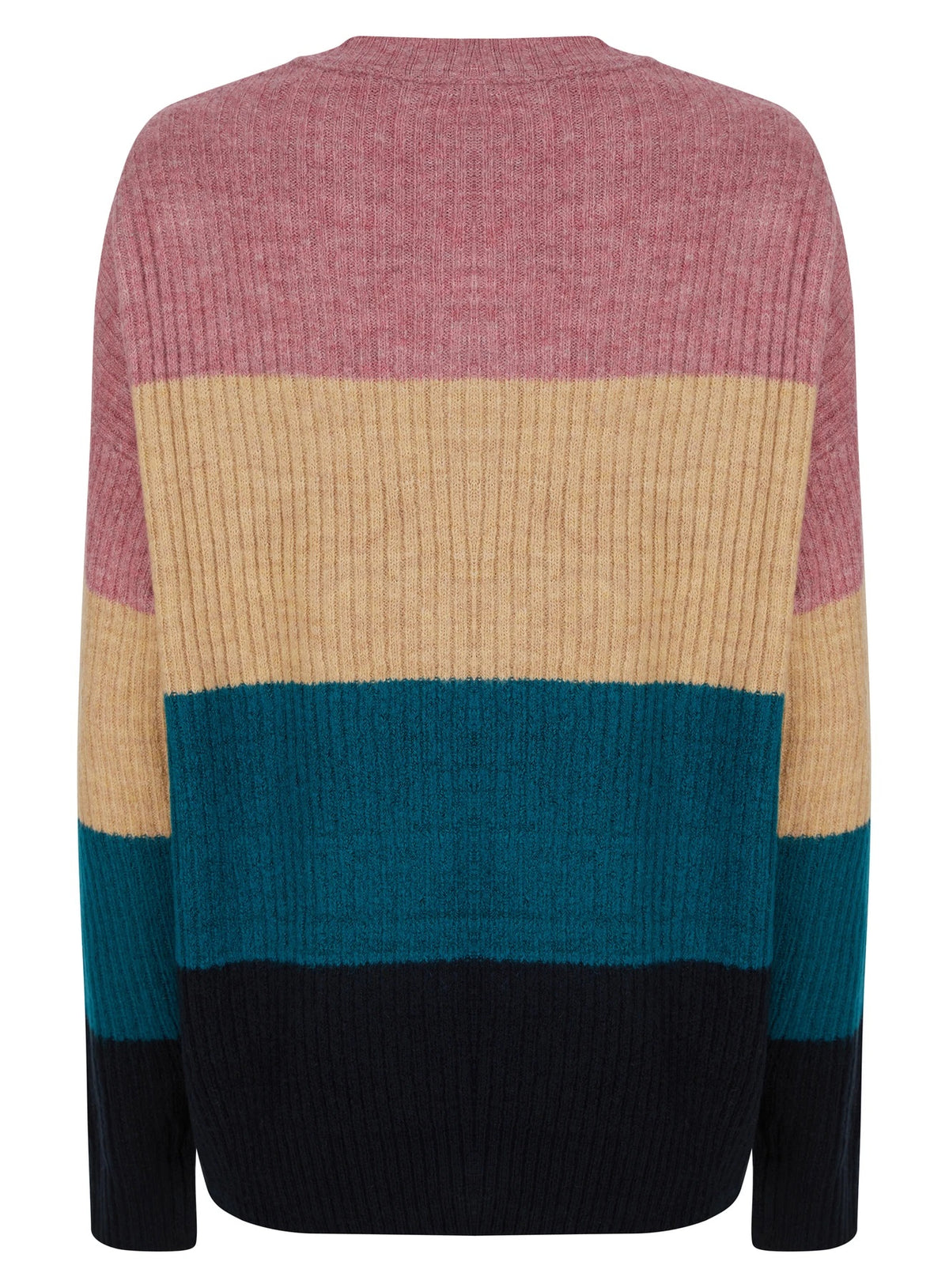 Ladies Striped Color Block Soft Knit Jumper