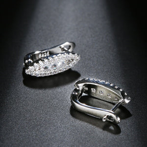 Ladies S925 Gold Silver Eye Shape Crystals Earrings