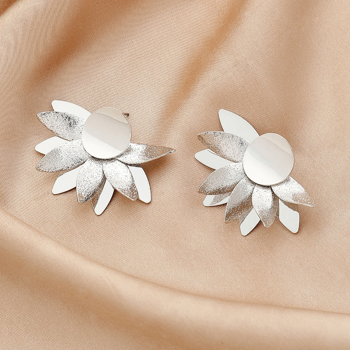 Ladies Gold Silver Layered Sunflower Statement Party Earrings