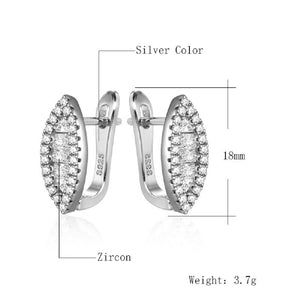 Ladies S925 Gold Silver Eye Shape Crystals Earrings