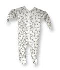 Unisex Baby White Animal Print Cotton Footie Sleepsuit
