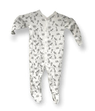 Load image into Gallery viewer, Unisex Baby White Animal Print Cotton Footie Sleepsuit
