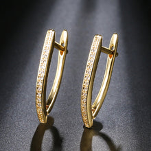 Load image into Gallery viewer, Medium V Shape Cubic Zirconia Hoop Earrings
