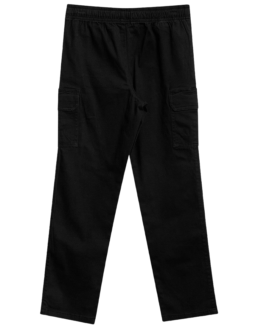 Boys Black Pull-On Elasticated Waist Combat Cargo Trouser