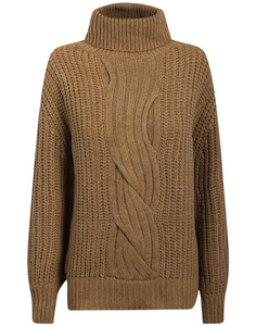 Ladies Roll Neck Twist Cable Knit Long Sleeve Jumper
