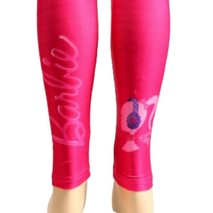 Barbie Cerise Plain & Geometric Stripe Leggings