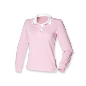 Light Pink Front Row Long Sleeve Plain Rugby Shirt