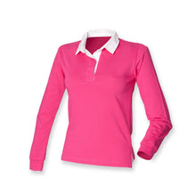 Load image into Gallery viewer, Ladies Pink Front Row Long Sleeve Plain Rugby Shirt
