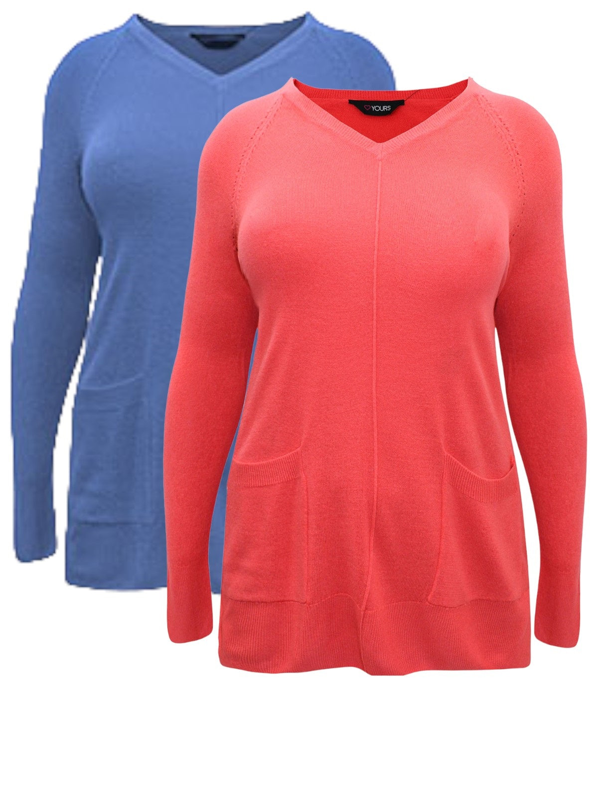 Ladies Curve Front Seam Pockets Soft Knit Plus Size Jumpers