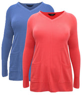 Load image into Gallery viewer, Ladies Curve Front Seam Pockets Soft Knit Plus Size Jumpers
