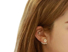 Load image into Gallery viewer, Ladies Double Sided Branch Flower Crystals Stud Earrings
