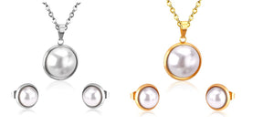 Ladies Silver Gold Chain & Pearl Necklace set