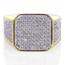 Load image into Gallery viewer, Mens 18K Gold Plated Micropave Square Ring
