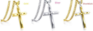Unisex Luxury Infinity Smooth Layered Cross Pendant & Cuban Link Necklace Set