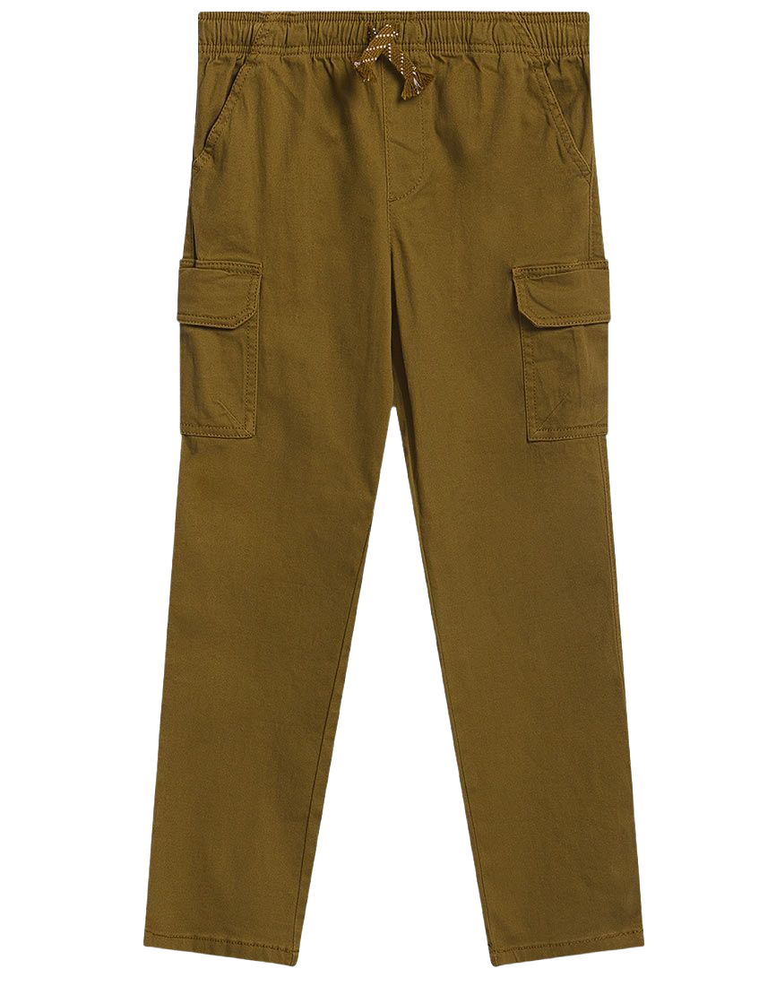 Boys Khaki Pull-On Elasticated Waist Combat Cargo Trouser