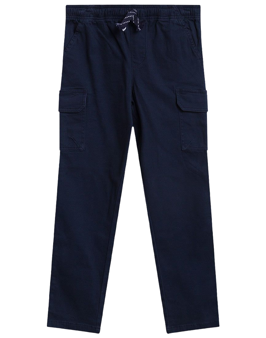 Boys Navy Pull-On Elasticated Waist Combat Cargo Trouser