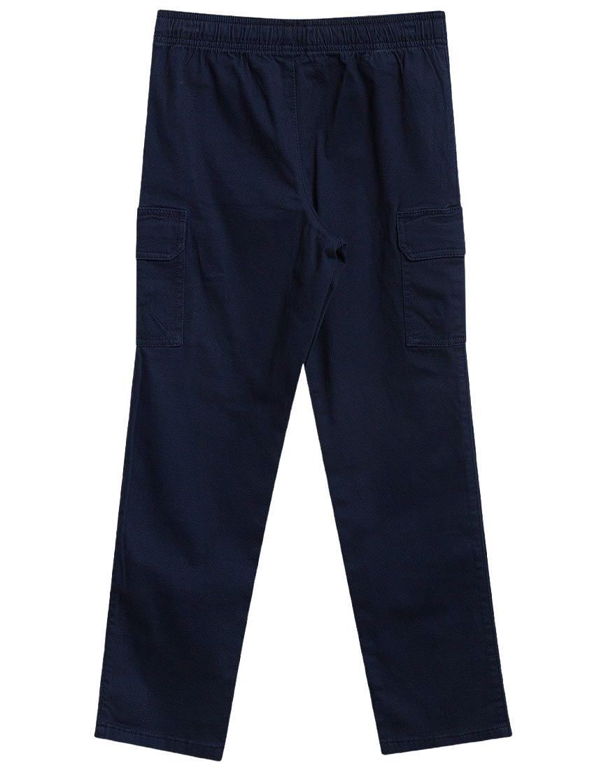 Boys Navy Pull-On Elasticated Waist Combat Cargo Trouser