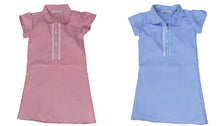 Load image into Gallery viewer, Girls Front Lace Buttoned Panel Collared Gingham School Dress
