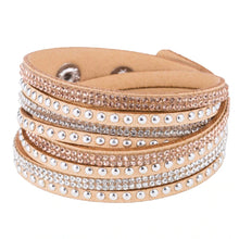 Load image into Gallery viewer, Unisex Paved Leather Rhinestone Bangle Wrap Adjustable Bracelets
