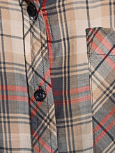 Load image into Gallery viewer, Ladies Grey Plaid Pocket Button Down Check Long Sleeve Plus Size Top

