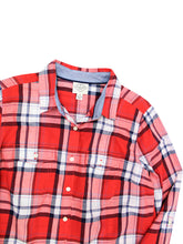 Load image into Gallery viewer, Red Multi Pure Cotton Button Down Checked Plus Size Shirt Top
