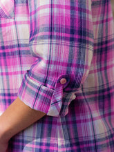 Load image into Gallery viewer, Ladies Indigo Plaid Checked Cotton Long Sleeve Shirt Tops

