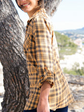 Load image into Gallery viewer, Ladies Ochre Pure Cotton Roll Sleeve Checked Shirt
