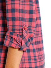 Load image into Gallery viewer, Ladies Red &amp; Black Multi Plaid Checked Cotton Long Sleeve Shirt Tops
