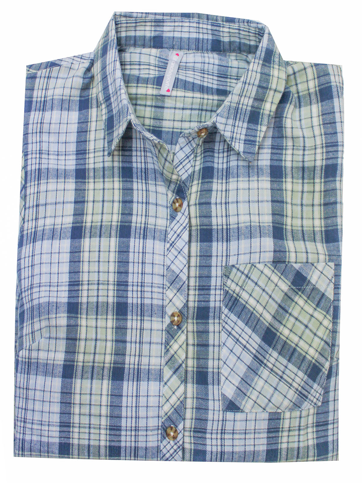 Ladies Blue Yellow Mix Plaid Button Cotton Plus Size Long Sleeve Shirt Tops