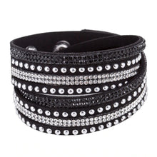 Load image into Gallery viewer, Unisex Paved Leather Rhinestone Bangle Wrap Adjustable Bracelets
