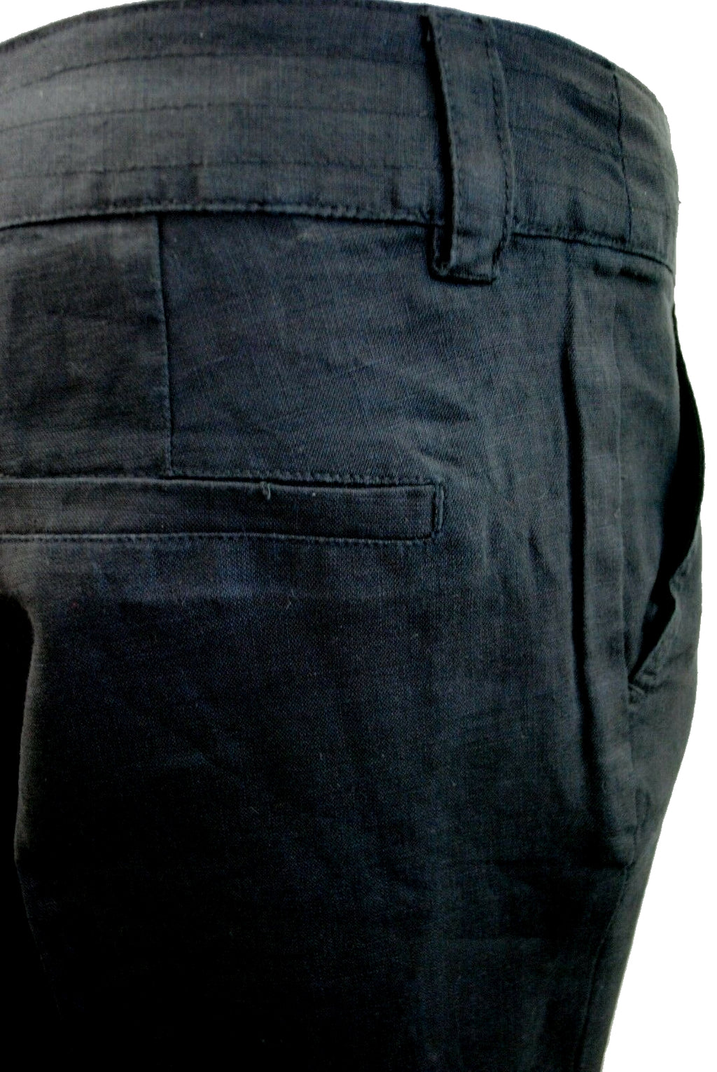 Black Linen High Rise Straight Leg Trousers