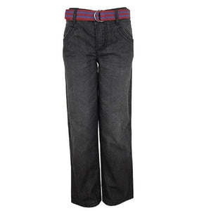Boys Black Faded Back Elasticated Waist Cotton Jeans Plus Belt