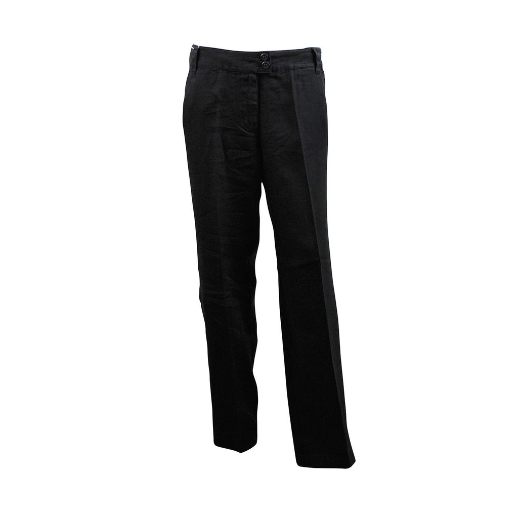 Black Linen High Rise Straight Leg Trousers
