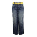 Boys Blue Faded Back Elasticated Waist Cotton Jeans Plus Belt