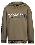 Boys Olive Green Tokyo Print Soft Fleece Inner Hoody