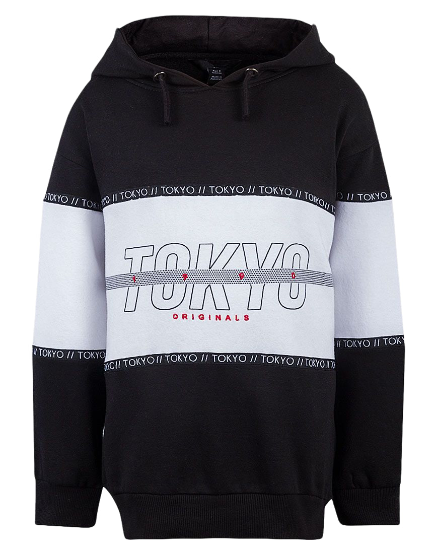 Boys Black & White Colour Block Tokyo Originals Hoody