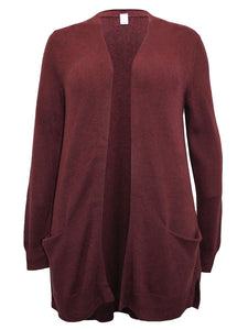 Ladies Long Line Open Front Pocket Long Sleeve Cardigan