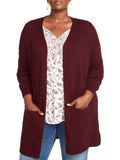 Ladies Long Line Open Front Pocket Long Sleeve Cardigan