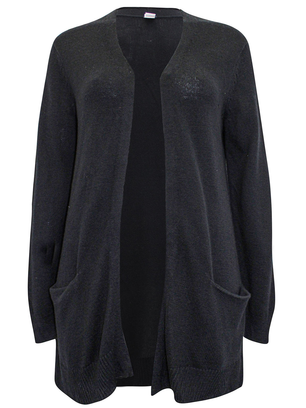 Ladies Long Line Open Front Pocket Long Sleeve Cardigan