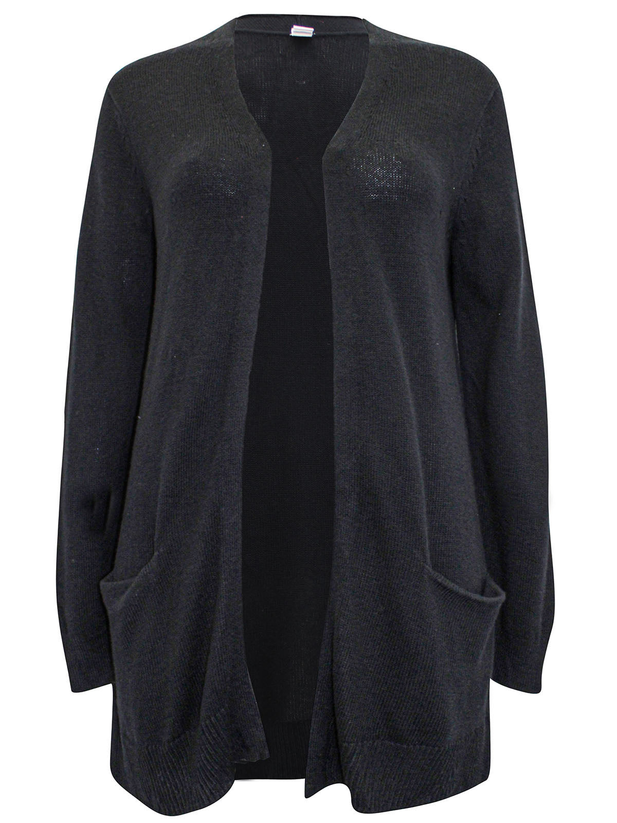 Ladies Long Line Open Front Pocket Long Sleeve Cardigan