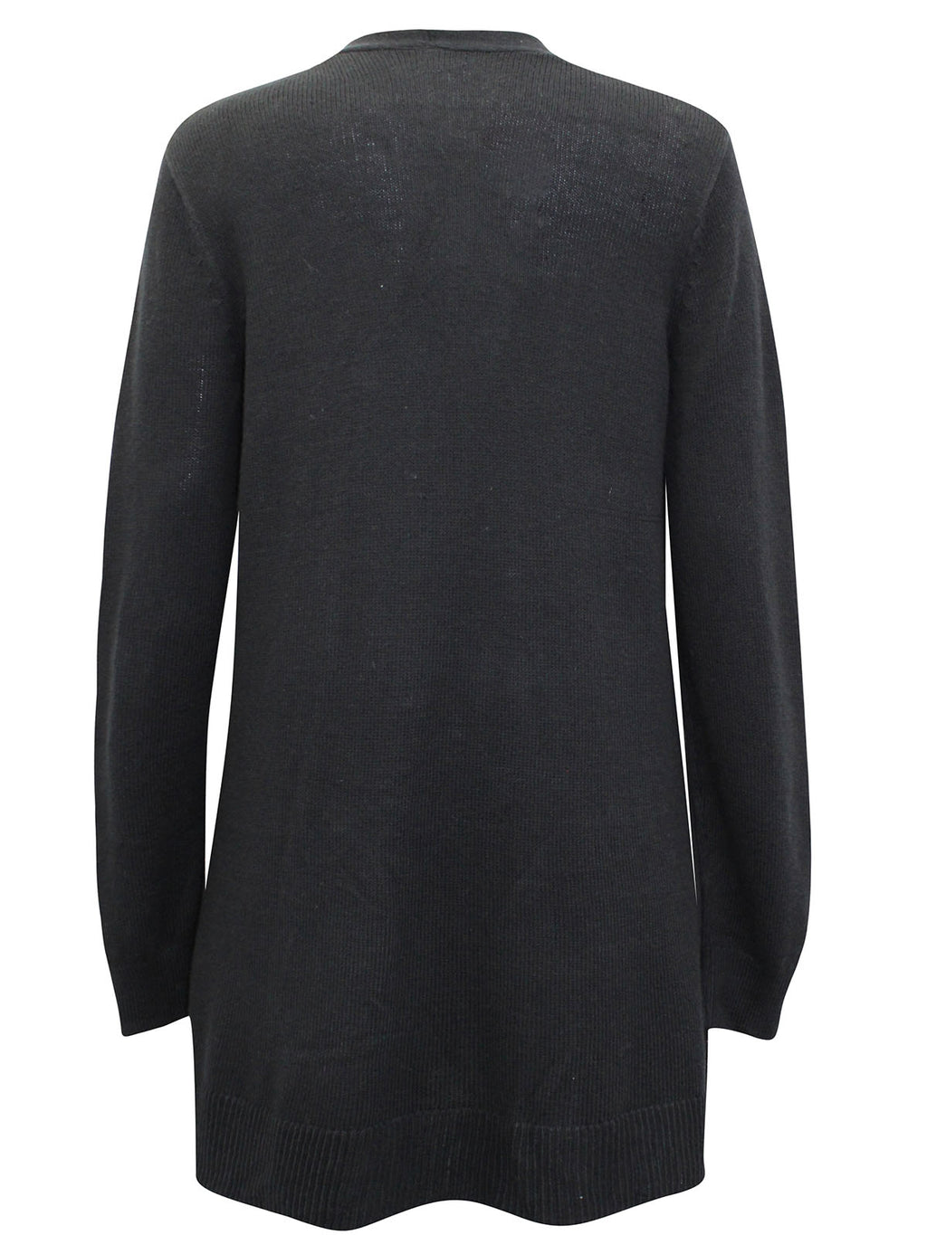 Ladies Long Line Open Front Pocket Long Sleeve Cardigan