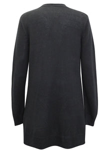 Ladies Long Line Open Front Pocket Long Sleeve Cardigan