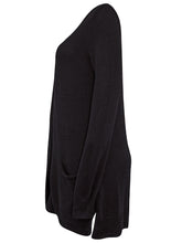 Load image into Gallery viewer, Ladies Long Line Open Front Pocket Long Sleeve Cardigan
